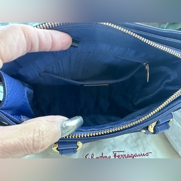 Salvatore Ferragamo Medium Blue Batik Leather Tote - Picture 11 of 16